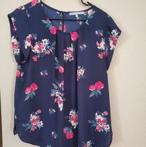 Navy blue floral top